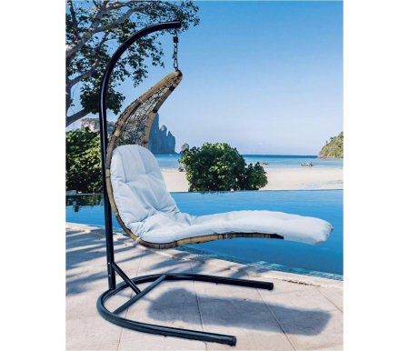 Подвесное кресло-шезлонг Relaxa Подвесное кресло-шезлонг RelaxaПодвесные кресла<br>Размер чаши: 76 см х 147 см х 124 см. <br>Размер основания: 118 см х 121 см 195 см.<br>