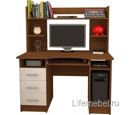 

Компьютерный стол Мебелеф, Орех светлый / белоснежный глянец, Мебелеф - 38 орех светлый / белоснежный глянец