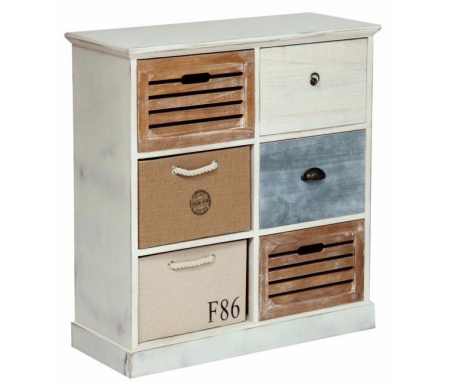 

Тумба Тетчер, Butter white / navy design, Secret De Maison Maritime 6 mod. HX16-006NS с шестью ящиками butter white / navy design