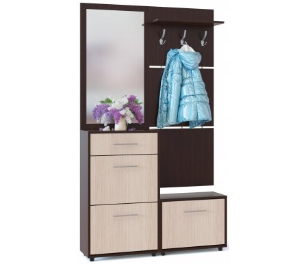 

Модульная прихожая Сокол, Венге / беленый дуб, ТП-1 + ТП-2 + ПЗ-3 + ВШ-5.1 венге / беленый дуб