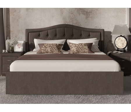 Двуспальная кровать Sonum Ancona 180х190 см коричневая велюр
