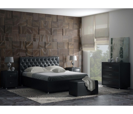 Двуспальная кровать Sonum Florence 180х190 см черная эко-кожа
