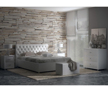Двуспальная кровать Sonum Florence 200х200 см белая эко-кожа