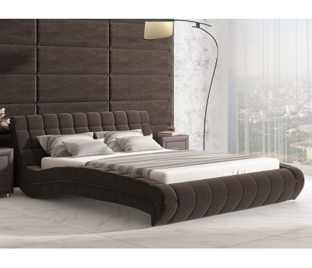 Двуспальная кровать Sonum Milano 180х190 см коричневая велюр