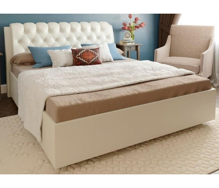 Двуспальная кровать Sonum Olivia 200х190 см белая эко-кожа