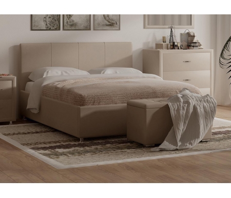 Двуспальная кровать Sonum Prato 160х190 см кремовая велюр