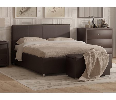 Двуспальная кровать Sonum Prato 180х190 см коричневая велюр