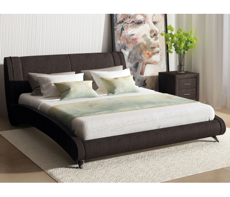 Двуспальная кровать Sonum Rimini 160х200 см коричневая велюр