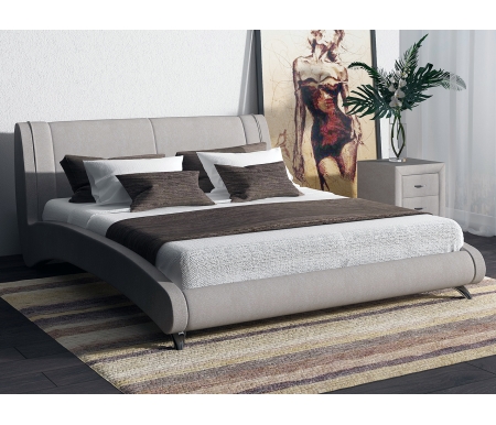 Двуспальная кровать Sonum Rimini 180х190 см серая велюр