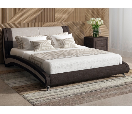 Двуспальная кровать Sonum Rimini 200х190 см коричнево-бежевая велюр