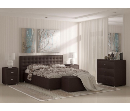 Двуспальная кровать Sonum Siena 180х200 см коричневая велюр