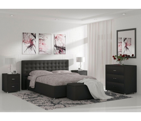 Двуспальная кровать Sonum Siena 200х200 см черная велюр