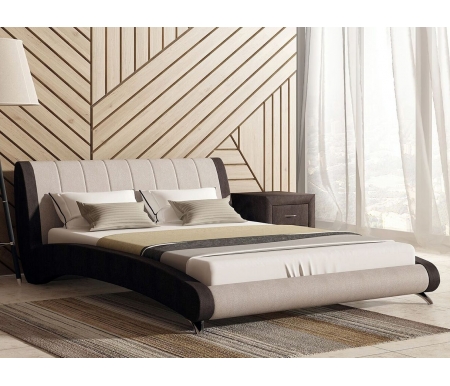 Двуспальная кровать Sonum Verona 160х190 см коричнево-бежевая велюр
