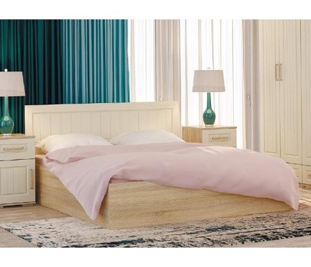 

Двуспальная кровать МеБелони, Дуб сонома / крем - сатин, Маркиза КР-02 160 х 200 см дуб сонома/ крем-сатин