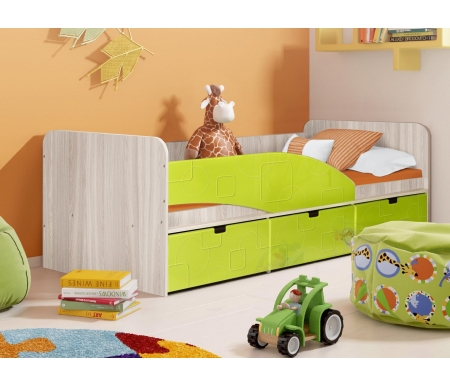 

Подростковая кровать Диал, Бриз 3 левая квадрат лайм / ясень светлый