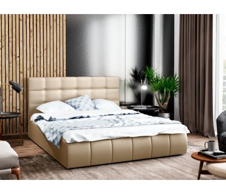 

Полутораспальная кровать Galaxy, Афродита-2 140 х 200 см с ПМ эко кожа бежевая