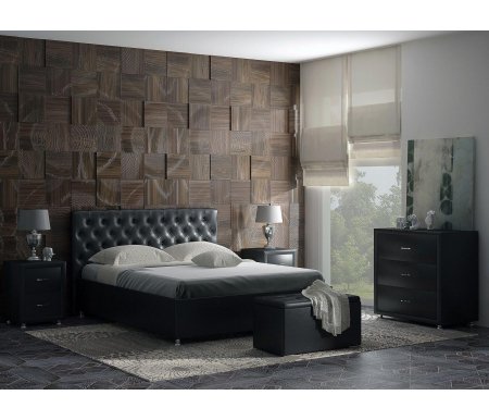 Полутороспальная кровать Sonum Florence 140х190 см черная эко-кожа