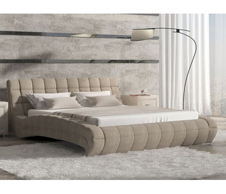 Полутороспальная кровать Sonum Milano 140х190 см бежевая велюр