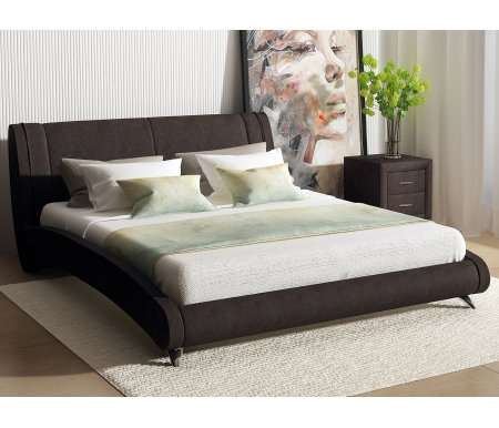Полутороспальная кровать Sonum Rimini 140х190 см коричневая велюр