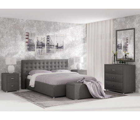 Полутороспальная кровать Sonum Siena 120х200 см серая велюр