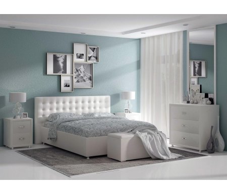Полутороспальная кровать Sonum Siena 140х190 см белая велюр