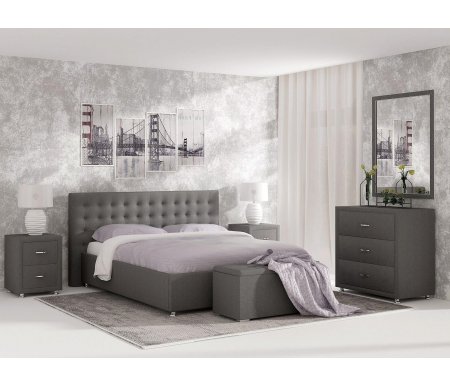 Полутороспальная кровать Sonum Siena 140х190 см серая велюр