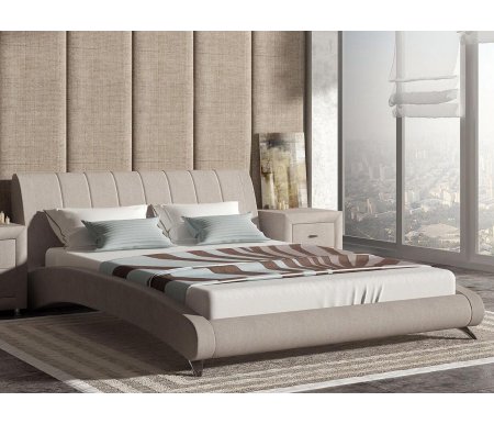 Полутороспальная кровать Sonum Verona 140х200 см бежевая велюр