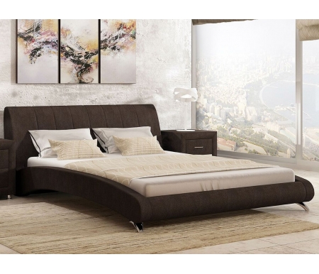 Полутороспальная кровать Sonum Verona 140х200 см коричневая велюр
