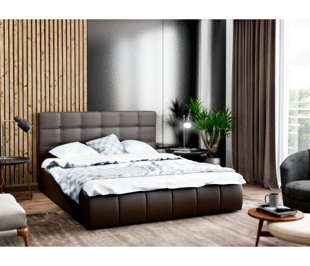 

Двуспальная кровать Galaxy, Афродита-2 160 х 200 см с ПМ эко кожа коричневая
