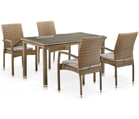 

Обеденный комплект Афина, Light brown, из ротанга T256B/Y379B-W65 light brown