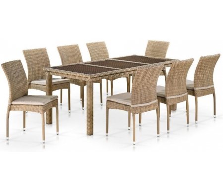 

Обеденный комплект Афина, Light brown, из ротанга T365/Y380B-W65 light brown 8+1