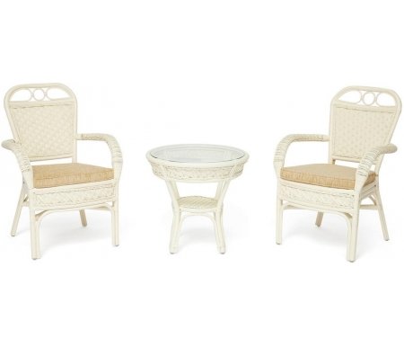

Кофейный комплект из ротанга Тетчер, White, Andrea TCH D60 white