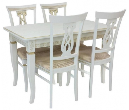 

Обеденная группа Рокенгчэирс, Слоновая кость 1013 / патина золото, стул Юта и стол Дакота 1Р слоновая кость 1013