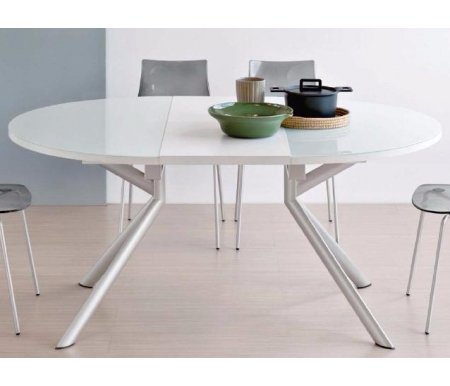 

Стол стеклянный Connubia&Calligaris, Стекло белое / сталь сатинированная, Giove
