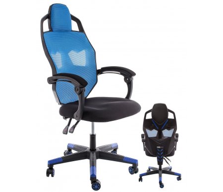 Компьютерное кресло Woodville, Black plastic / black / normal blue, Knight черное / голубое