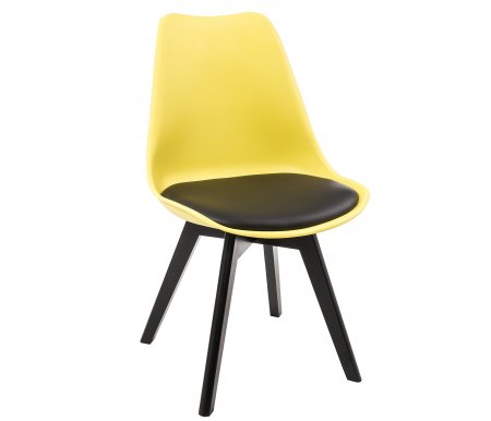 

Пластиковый стул Woodville, Yellow / wooden black, Bon желтый