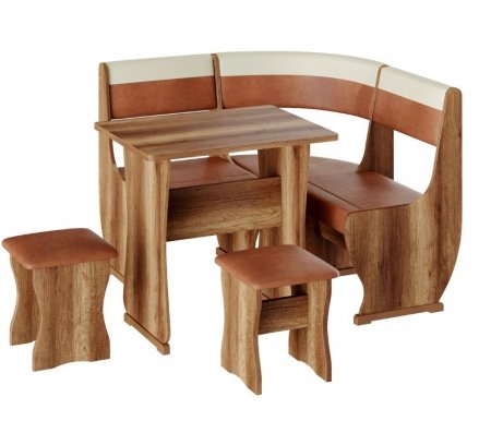 

Кухонный уголок БонМебель, Дуб каньон / рыжий - бежевый, Уют-1 Универсал мини дуб каньон / кожзам рыжий-бежевый