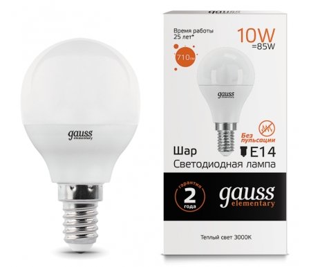 

Лампа Gauss, светодиодная LED Elementary Globe 10W E14 3000K