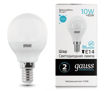 

Лампа Gauss, светодиодная LED Elementary Globe 10W E14 4100K